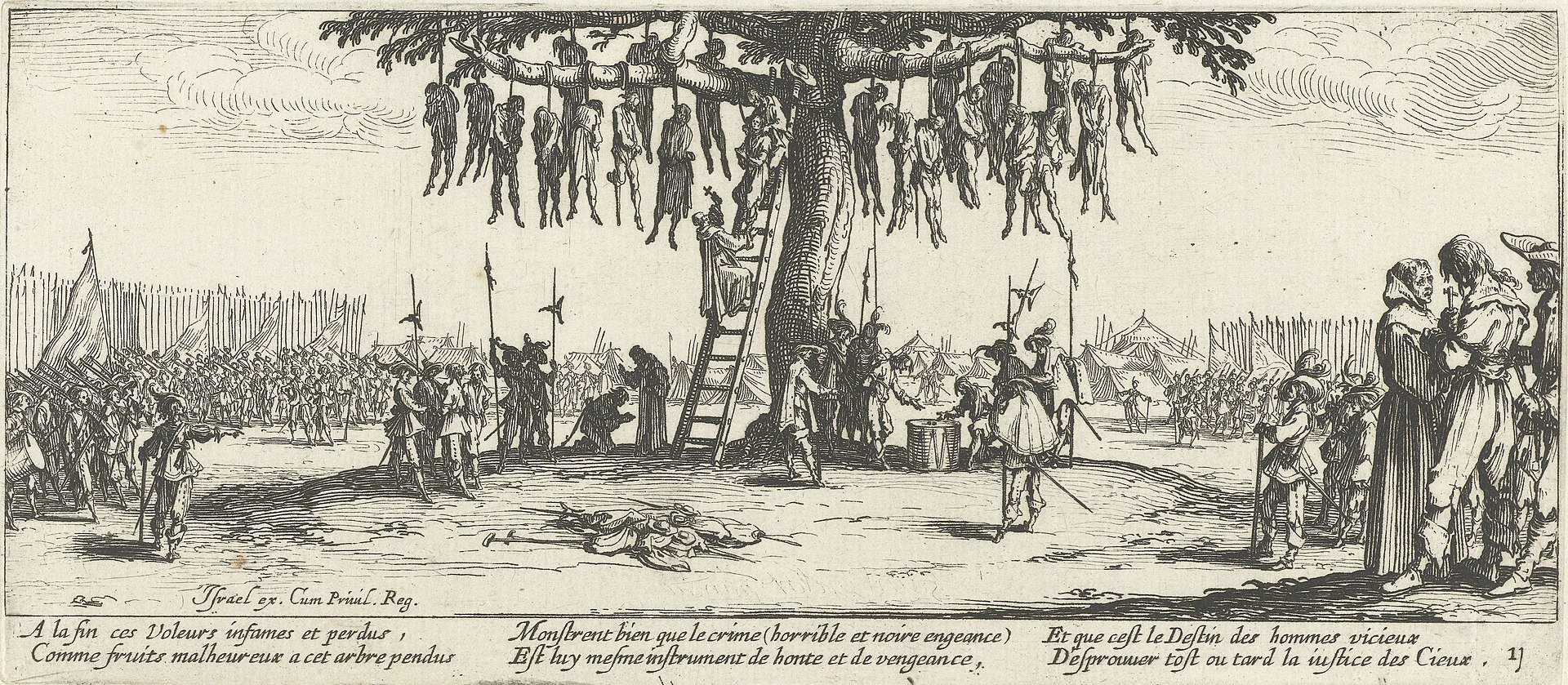 „Der Galgenbaum“, aus dem 18-teiligen Radierzyklus „Die großen Schrecken des Krieges“ (Les Grandes Misères de la…