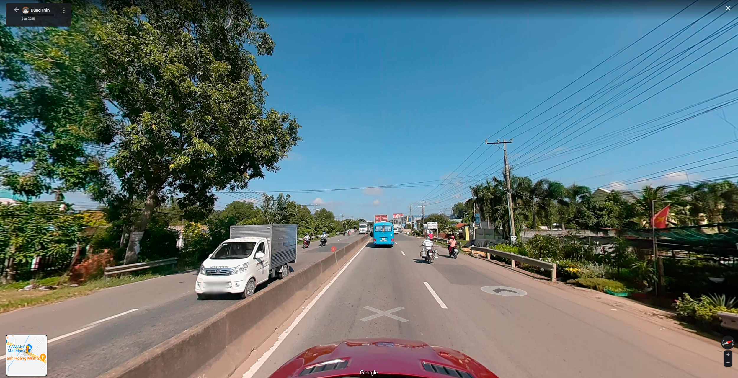 Nationalstraße nach Trang Bang im September 2020, Google Maps.